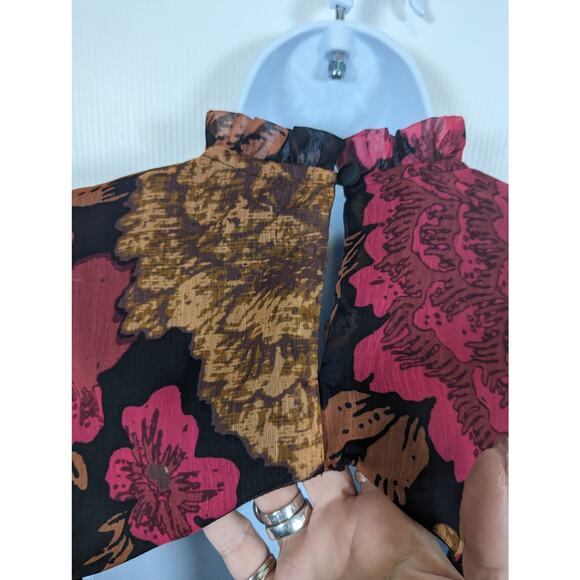 Anthropologie Porridge Puff Sleeve Open Back Floral Mini Dress Black NWT XL - Picture 10 of 12